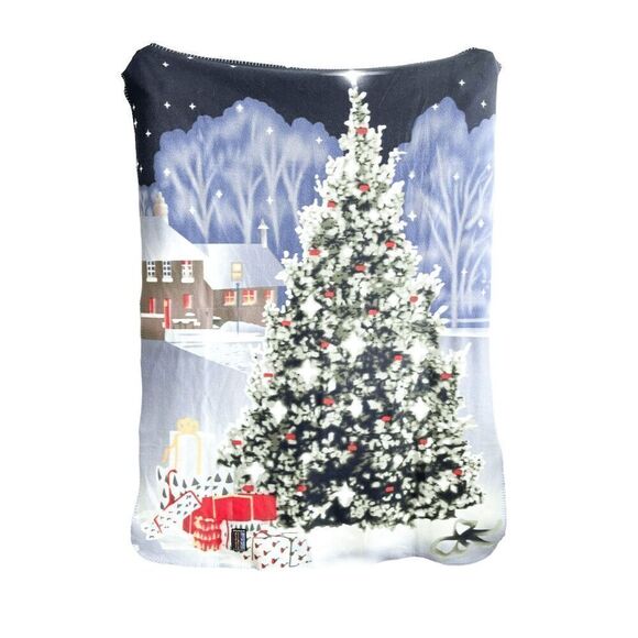 Rocky Mountain Blanket Glacial Fleece Christmas Tree Printed Multicolor - Picture 1 of 7
